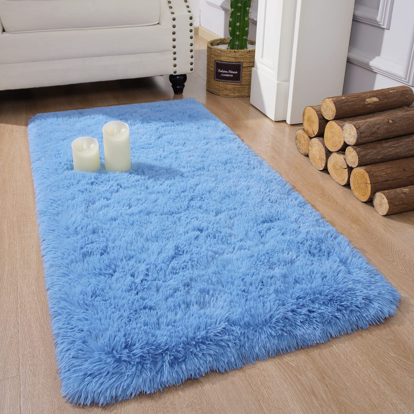 Chicrug Soft Runner Rug for Bedroom Living Room Plush Fluffy Rug 2x4 Feet, Shag Furry Runner Rug Carpet Non Shedding for Nursery
