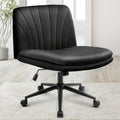 Orange Factory Criss Cross Chair with Wheels Comfy Wide Vanity Desk Chair Dual Base Leather Armless Adjustable Swivel for Home C