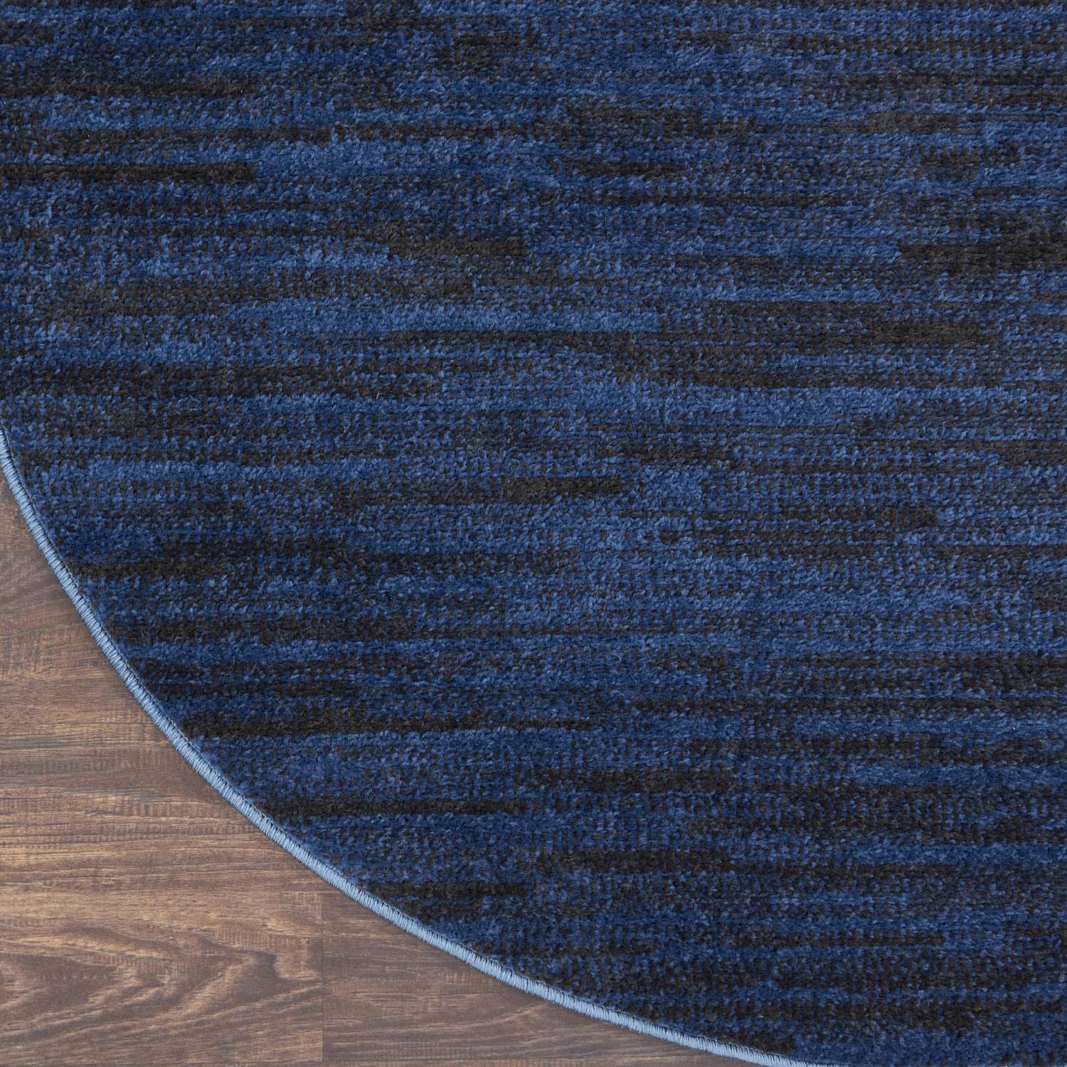 Nourison Essentials Indoor/Outdoor Midnight Blue 8' X Round Area -Rug, Easy -Cleaning, Non Shedding, Bed Room, Living Room, Dining Room, Backyard, Deck, Patio (8 Round)