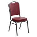 4 Pk. Stacking Chair with Burgundy Vinyl - Silver Vein Frame