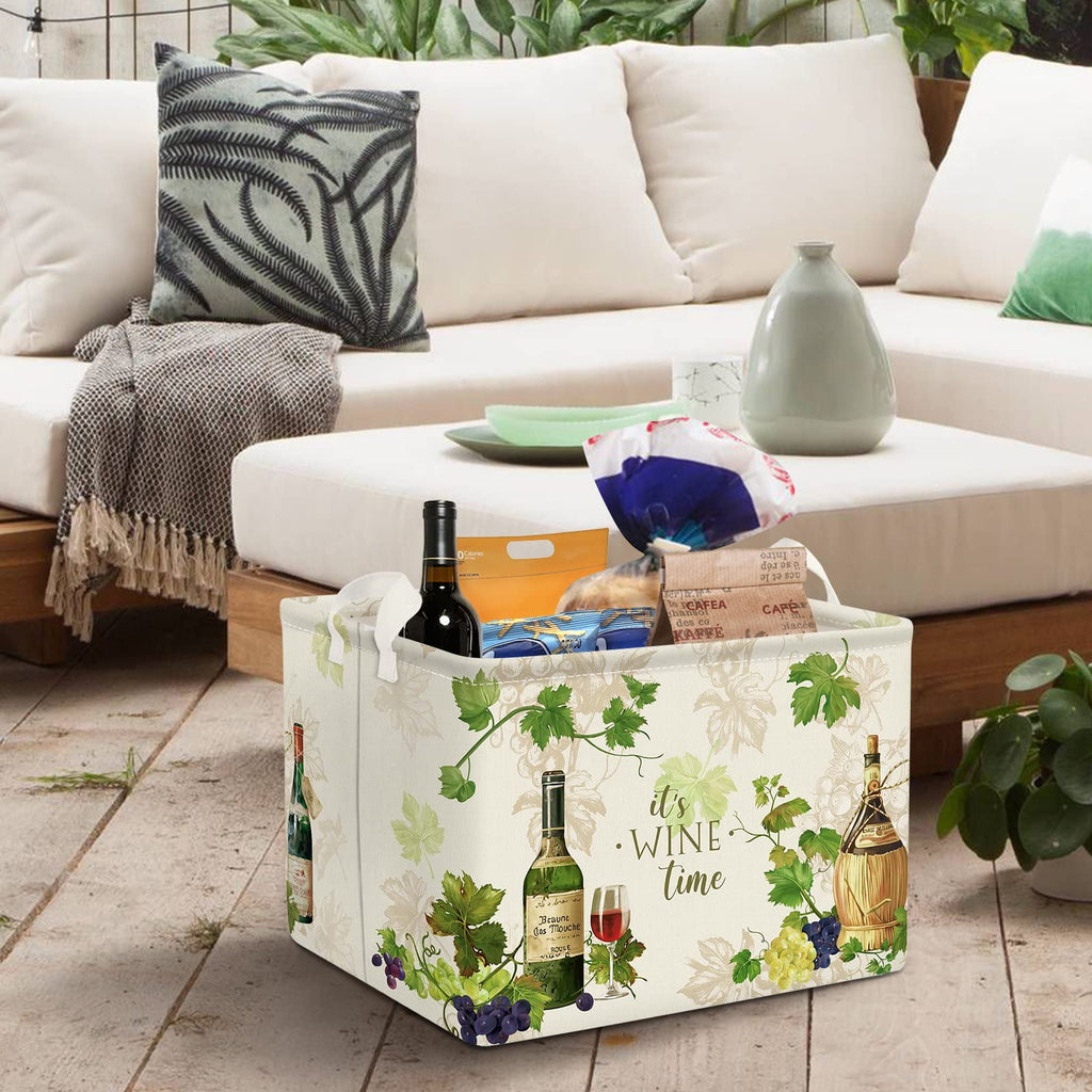 Clastyle Retro Manor Wine Storage Baskets Outdoor Camping Grape Cane Vine Kitchen Storage Bin Rectangle Gift Basket For Clothes