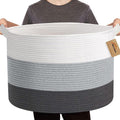 MEGASKET Extra Large Cotton Rope Basket, 22    X 22    X 14    Blanket Storage for Living Room, Soft Kids Dog Toy Bin Box, Woven