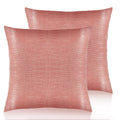 Aootoolink Faux Leather Throw Pillow Covers 18X18 Inch Set Of 2 Pink Outdoor Modern Farmhouse Solid Decorative Pillow Covers For