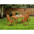 East West Furniture Cmcn5Nc5N Cameron 5 Piece Patio Garden Set Includes A Rectangle Outdoor Acacia Wood Dining Table And 4 Folding Adjustable Arm Chairs, 36X66 Inch