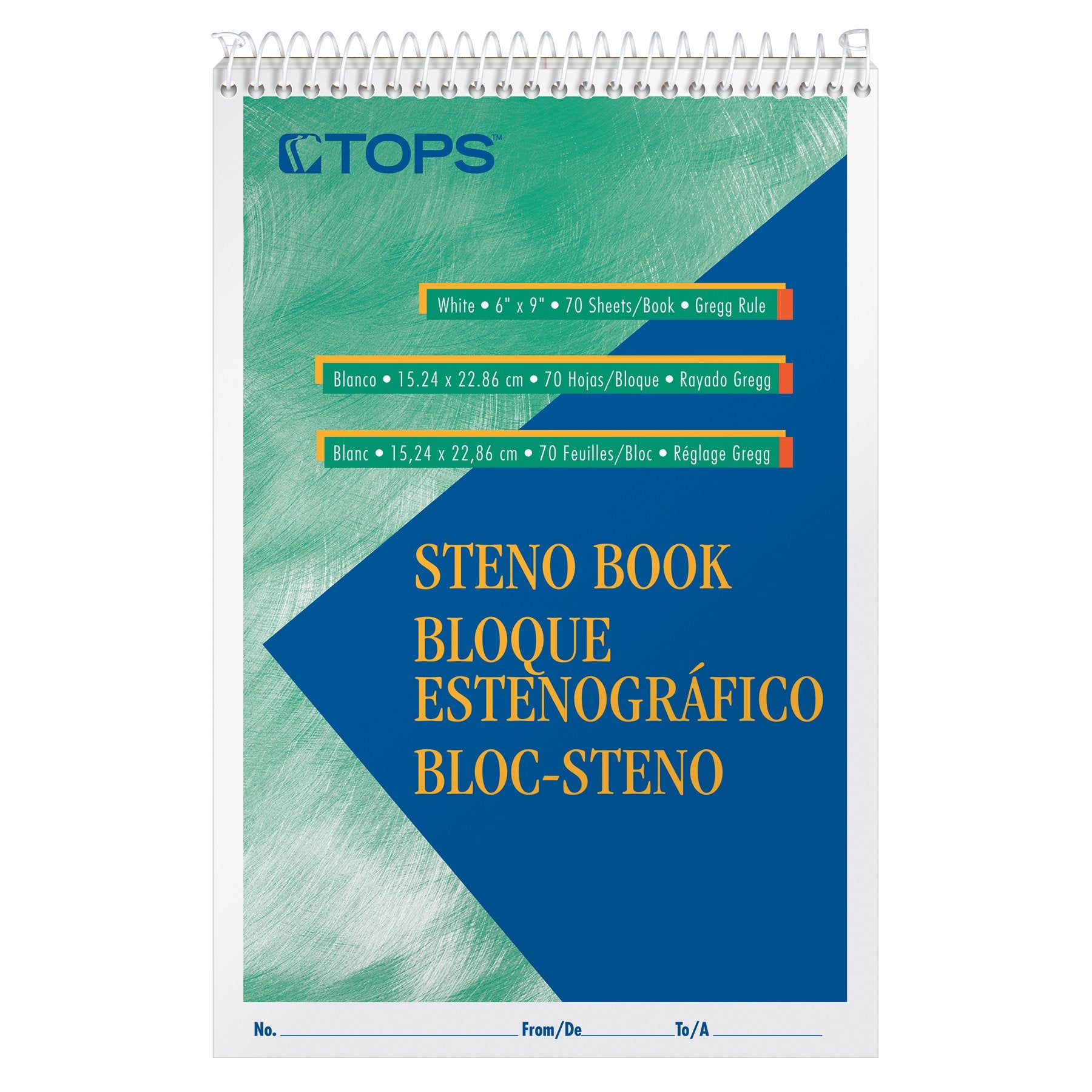 Tops Steno Books, 6' X 9', Gregg Rule, 80 Sheets, 12 Pack (8020), White