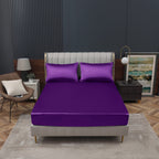Homiest Purple Satin Fitted Sheet Twin Size Fitted Bed Sheet, Deep Pocket Fitted Sheet Only, Luxury & Ultra Soft Bedding Fitted Sheet Single Bottom Bed Sheets Sold Separately