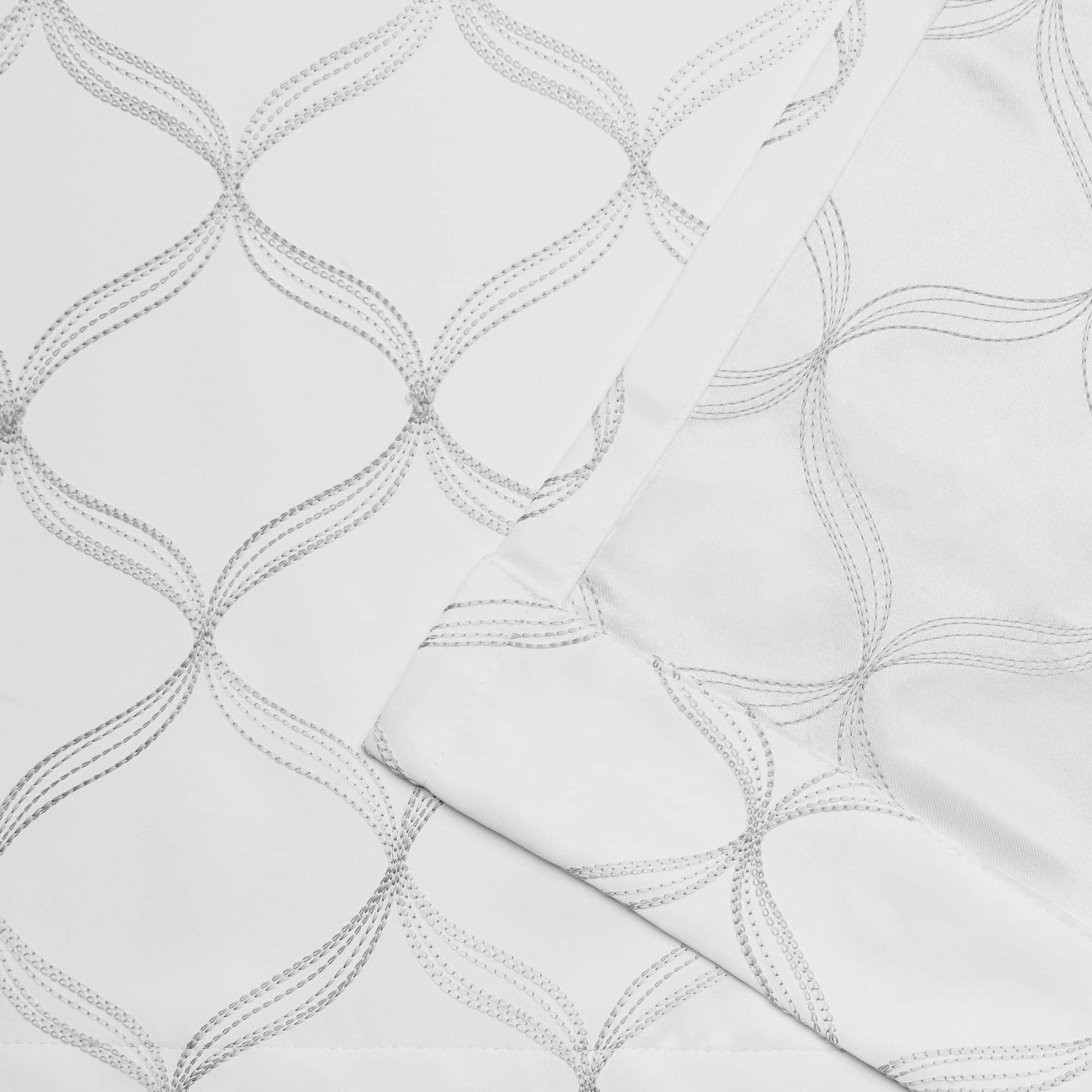 Exclusive Home Curtains - Eh8371-01 2-84G Amelia Embroidered Woven Blackout Grommet Top Curtain Panel Pair, 52X84, Winter