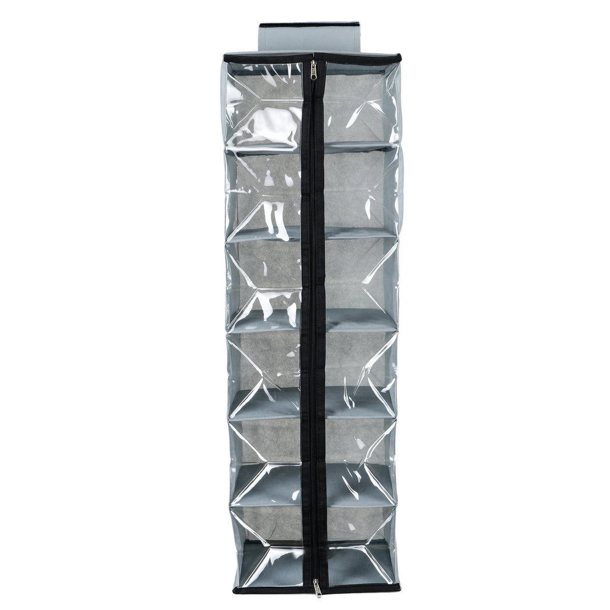 Shrey Creation NonWoven Hanging Cloth Organizer/Wardrobe Shelf Organizer With Zip. (6 Shelves, Grey, Fabric,Nylon)