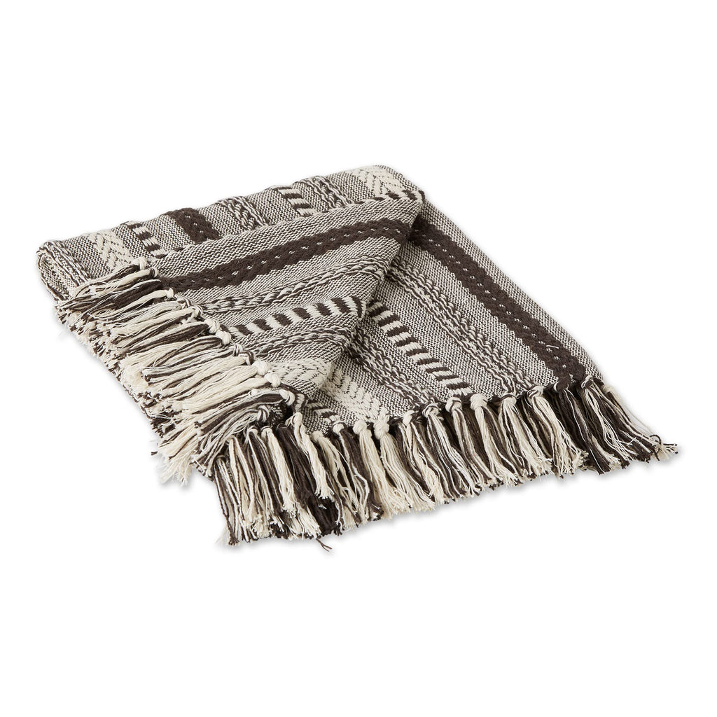 Dii Braided Striped Decorative Throw Blanket, 50X60, Dark Brown