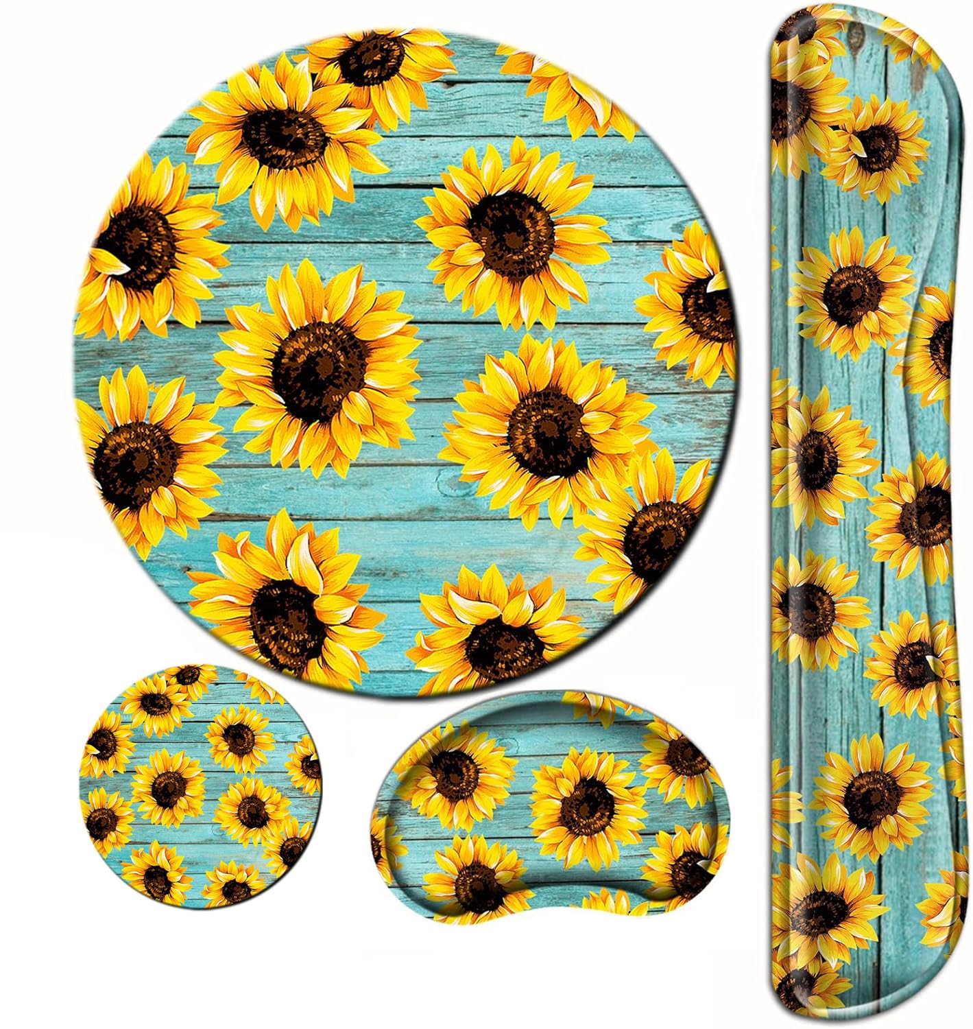 Sunflower Mouse Pad And Keyboard Wrist Rest Ergonomic Wrist Pad For Keyboard And Mouse Mat Set 4 In 1 Mousepad With Wrist Suppor