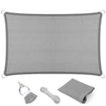 Eden'S Decor Straight Flat-Edged Sun Shade Sail Rectangular 7' X 18' Grey Uv-Blocking Outdoor Canopy Fabric Cloth Awning For Per