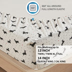 Comfort Spaces Cotton Flannel Sheet Set Deep Pocket Breathable Warm Full Novalty Black Dog 4 Piece
