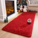 Detum Red Rug 2X6 Feet - Fluffy Red Runner Rugs For Bedroom Shaggy 2' X 6' Living Room Rug Soft Rugs For Kids Room Non-Slip Nurs