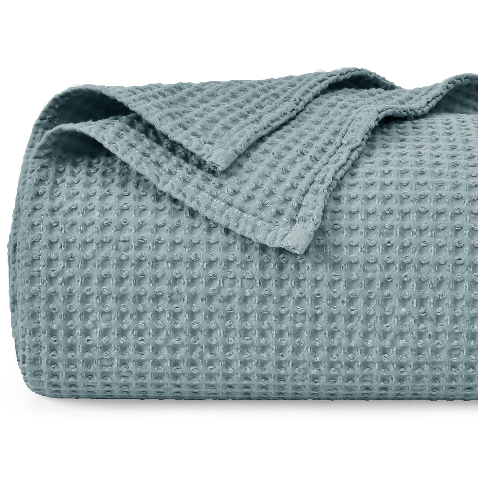 Phf 100% Cotton Waffle Weave Blanket Twin Size 66'X90'-Lightweight Washed Soft Breathable Blanket For All Season-Perfect Blank