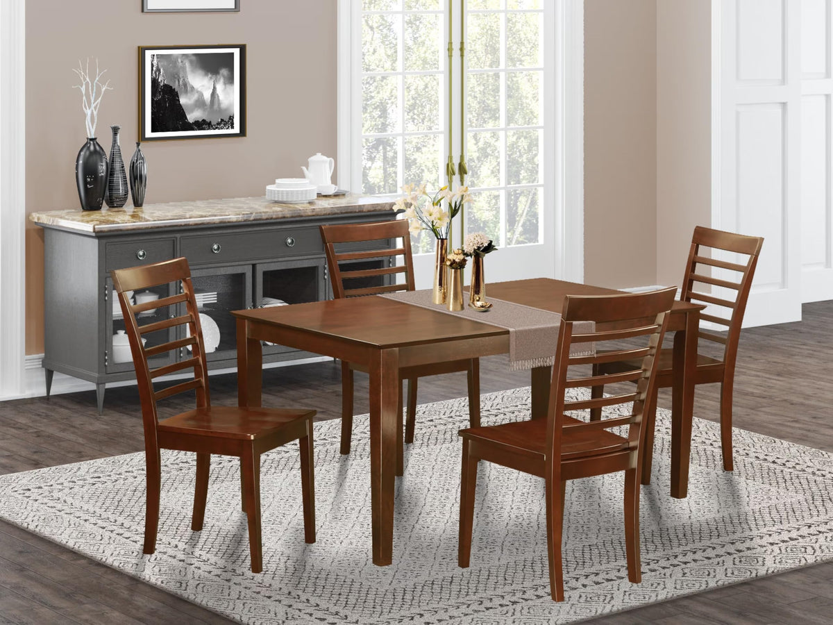 East West Furniture CAML5-MAH-W 5 Piece Kitchen Table Set for 4 Includes a Rectangle Dining Room Table and 4 Dining Chairs, 36x60 Inch, Mahogany