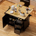 Hidsliving Kitchen Island 54' Large Rolling Kitchen Island Cart On Wheels With Drop Leaf 3 Drawers 1 Cabinet,Spice Towl Rack Mo