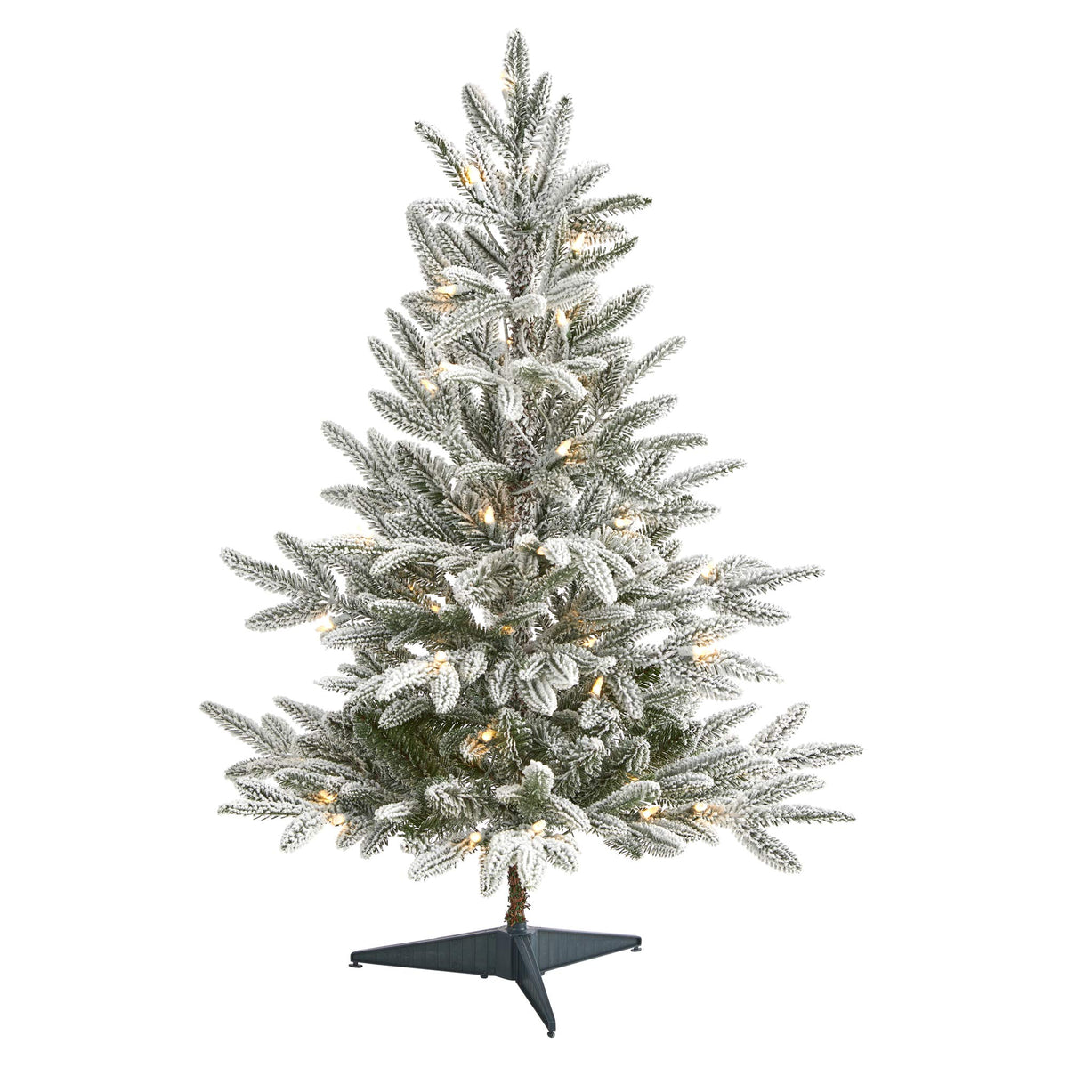 Nearly Natural 3Ft. Flocked Manchester Spruce Artificial Christmas Tree With 50 Lights And 133 Bendable Branches