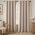 XOGUIBO Brown Boho Blackout Curtains 96 Inches Long Linen Blend 2 Panels with Tassels and Cotton Embroidery, Farmhouse Vintage R