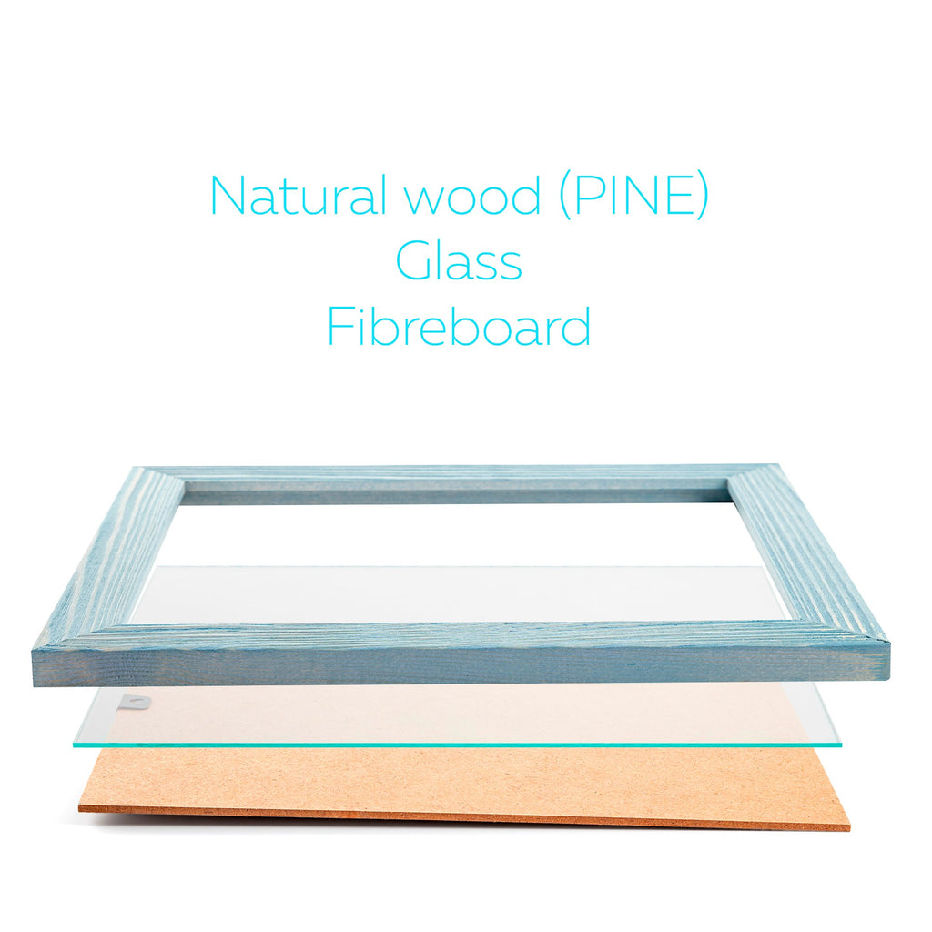 Rustic Wooden Picture Frame 8X10 - Blue Turquoise Set Of 2 - Natural Eco Solid Wood And High Definition Real Glass For Wall Moun