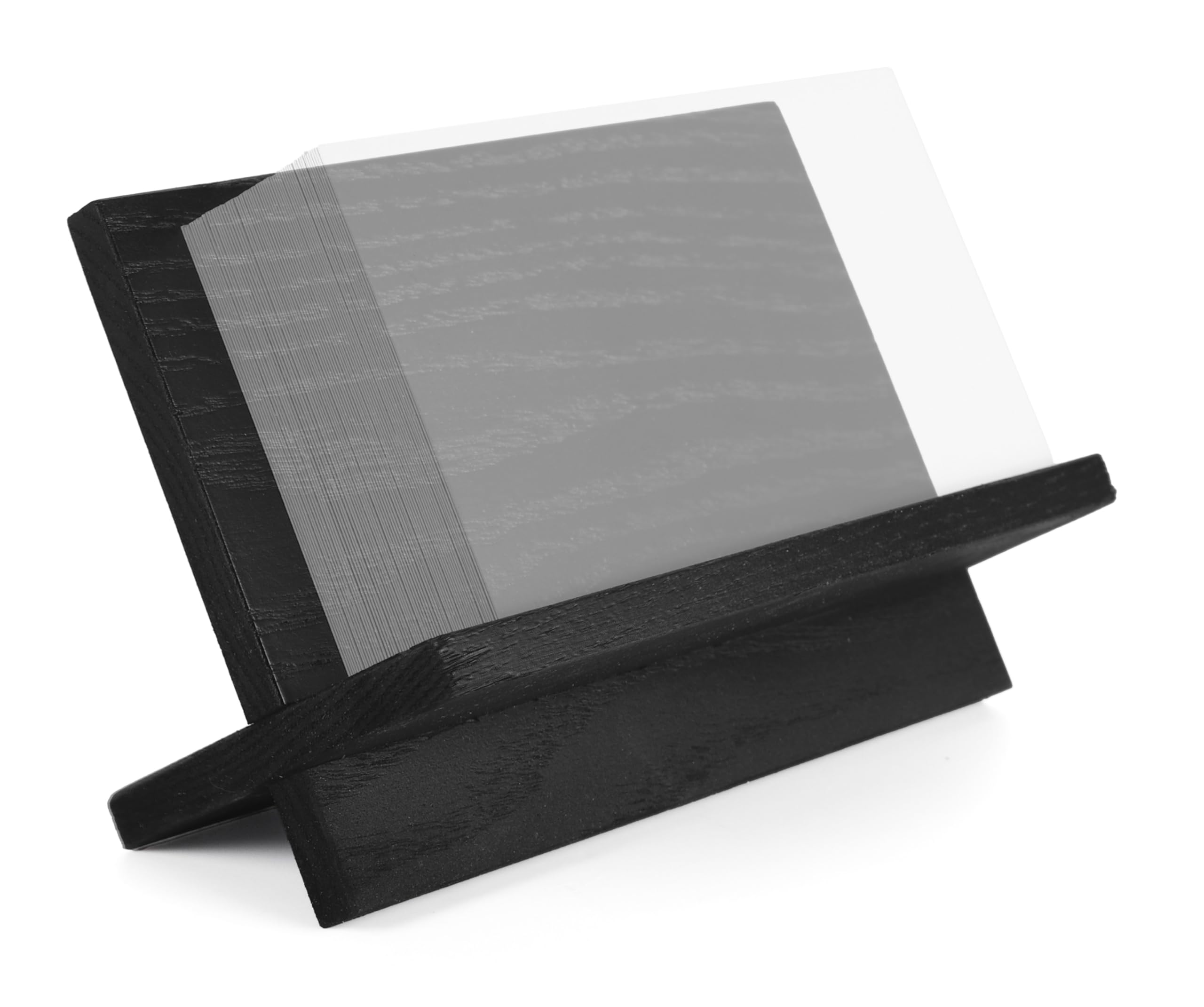 Toros Store Business Card Holder For Desk - Black Wood Small Cards Holders, Professional Desktop Business Card Stand Display, Wo