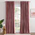 Topfinel 90 Inch Dusty Rose Velvet Curtains,Moderate Velvet Fabric Elegant Drapes,Rod Pocket Back Tab Sunlight Blocking Room Dar