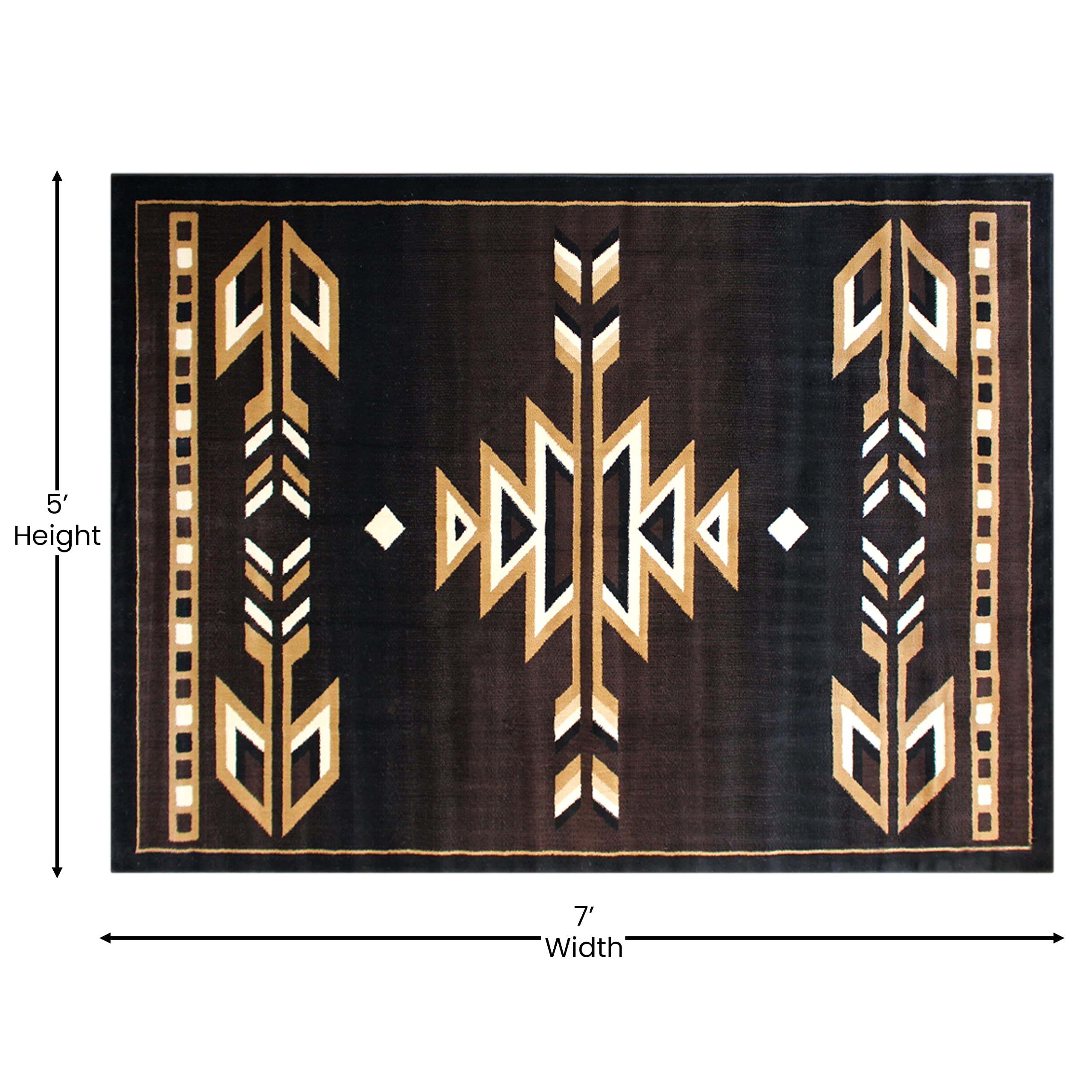 Flash Furniture Amado Collection Rustic Southwestern Area Rug - Non-Shedding Brown Olefin Fibers - 5' X 7' - Jute Backing - Bedroom, Living Room, Entryway