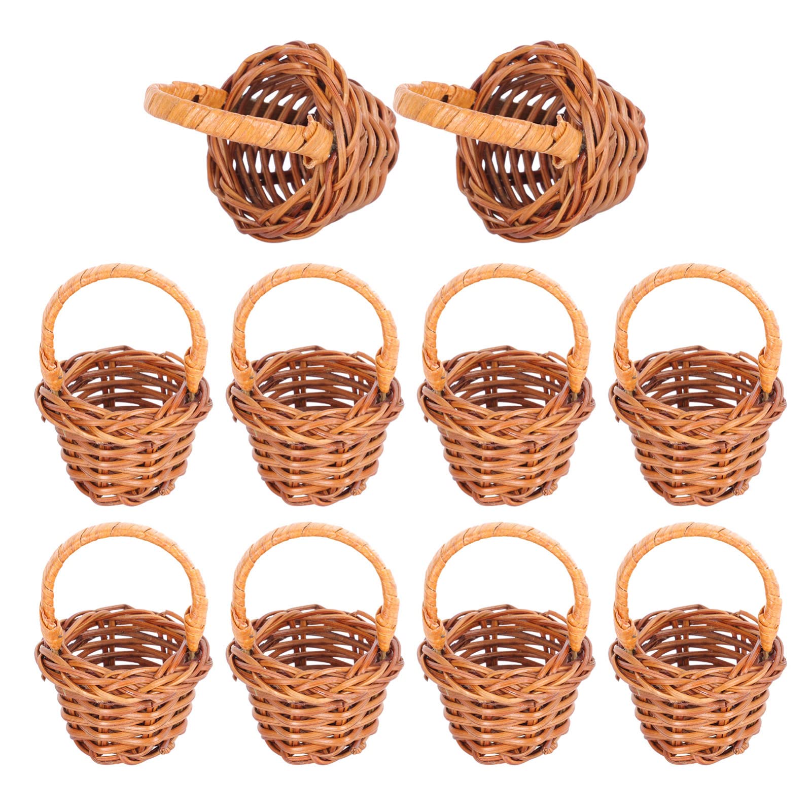 10PCS Dollhouse Mini Woven Willow Basket for Crafts, Accessories, Landscape Photography Props, Home Living Room Decor, Coffee Sm