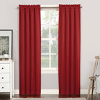 Sun Zero Easton Energy Saving Blackout Rod Pocket Curtain Panel, 40' X 84', Red