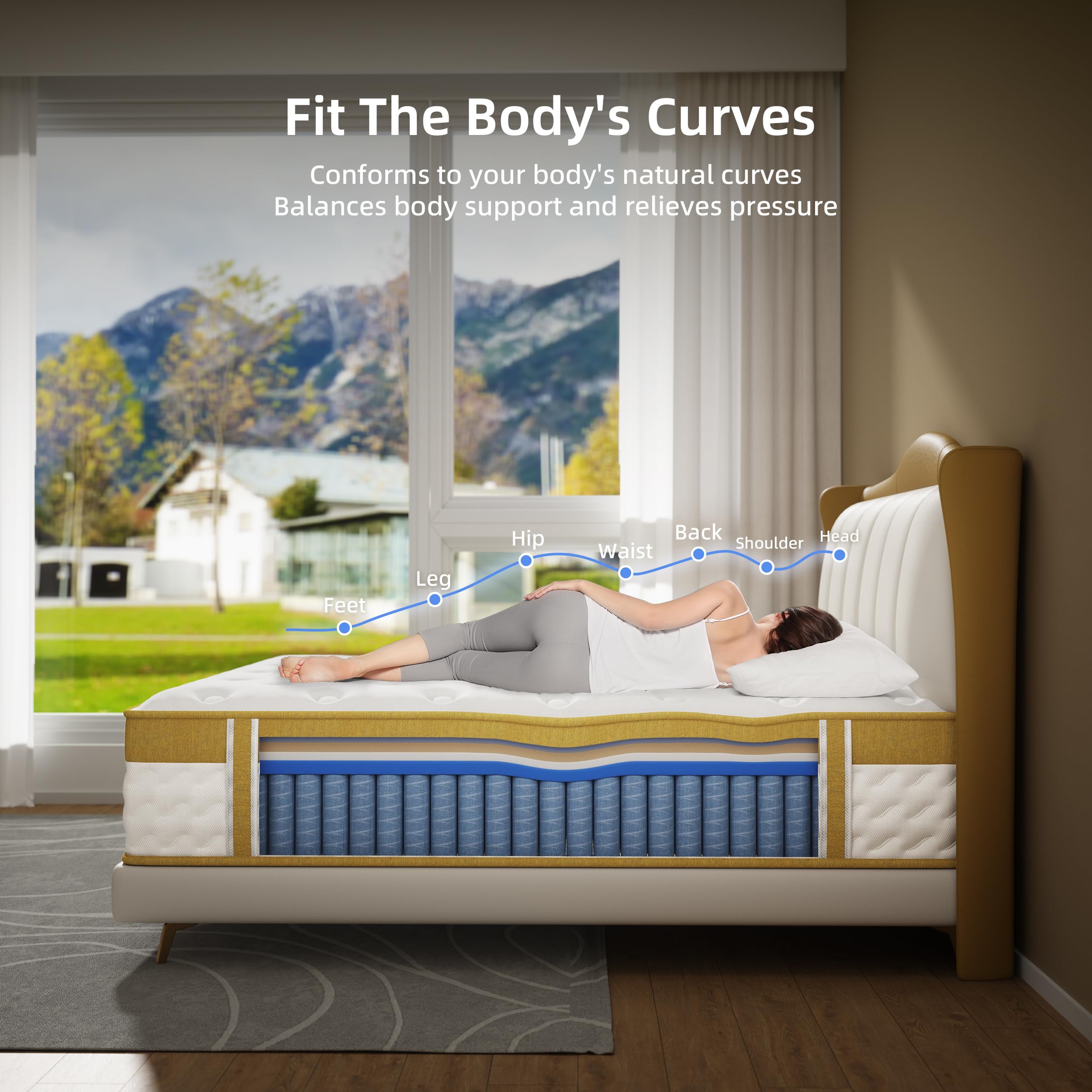 Naiveer Cooling Gel Queen Size Mattress 10 Inch Hybrid Queen Mattress In A Box With Pocketed Springs Memory Foam For Back Pain &