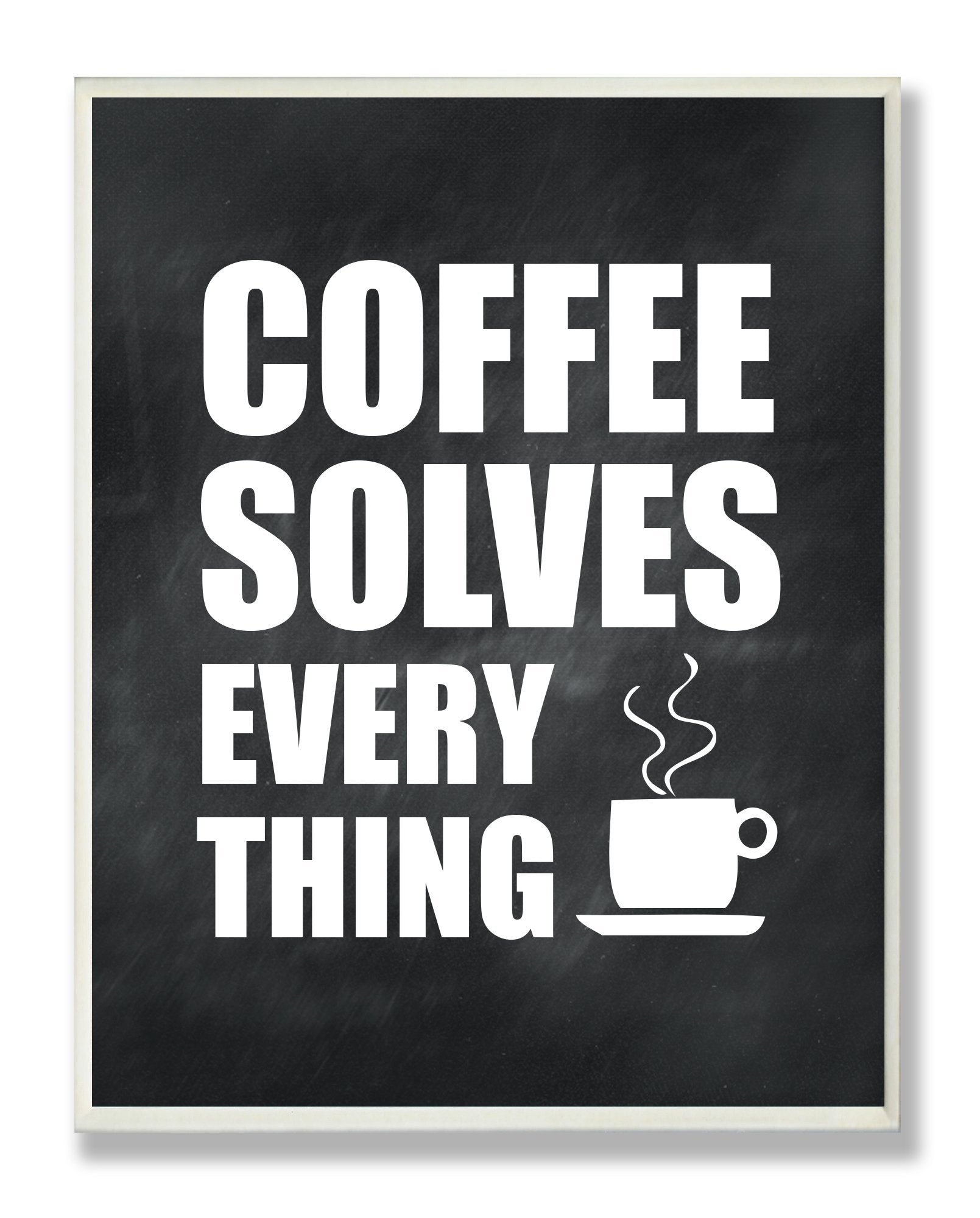 Stupell Home D  cor Coffee Solves Everything Kitchen Wall Plaque, 10 x 0.5 x 15, Proudly Made in USA