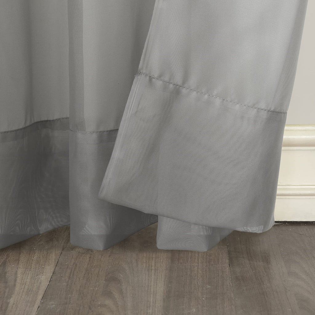 No. 918 53566 Emily Sheer Voile Rod Pocket Curtain Panel, 59'' X 84'', Charcoal