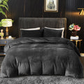 Ivellow Velvet Duvet Cover Queen Set Charcoal Gray Velvet Duvet Cover Queen Comforter Cover 3Pcs Ultra Soft Duvet Cover Breathab