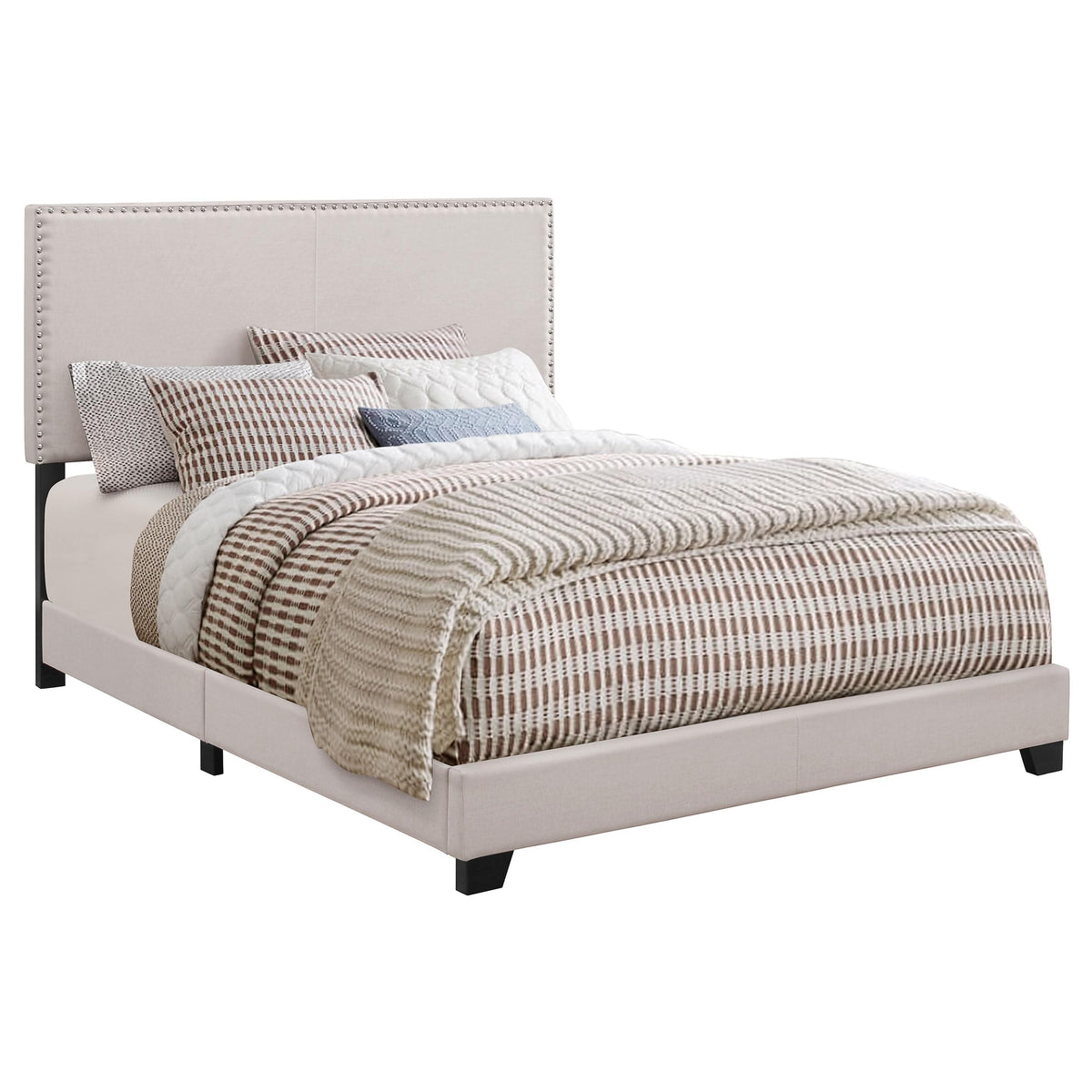 Coaster Home Furnishings Boyd Transitional Fabric Upholstered Queen Size Panel Bed Frame 50-inch Headboard Ivory 350051Q