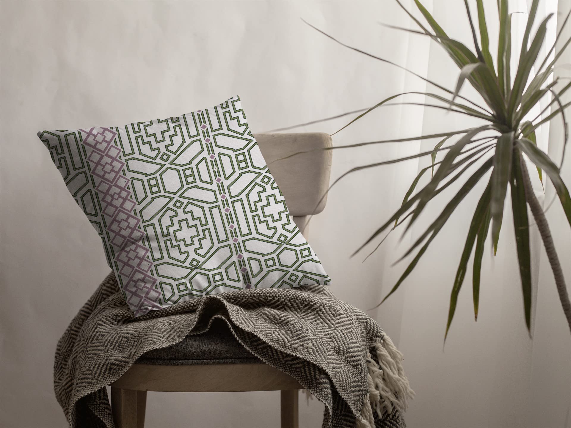 HomeRoots White Bird Maze Decorative Suede Throw Pillow