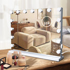 Slimoon Hollywood Vanity Mirror With Lights, 15 Dimmable Led Bulbs 3 Color Lighted Makeup Mirror With Detachable 10X Magnificati