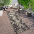 Rugshop Tropical Floral Leaves Indoor/Outdoor Runner Rug 2 x 7 Gray