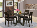 East West Furniture ANLY5-CAP-LC 5 Piece Kitchen Table & Chairs Set Includes a Round Dining Room Table with Pedestal and 4 Faux Leather Upholstered Dining Chairs, 36x36 Inch, Cappuccino