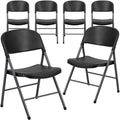 6 Pk. 330 lb. Capacity Black Plastic Folding Chair with Charcoal Frame