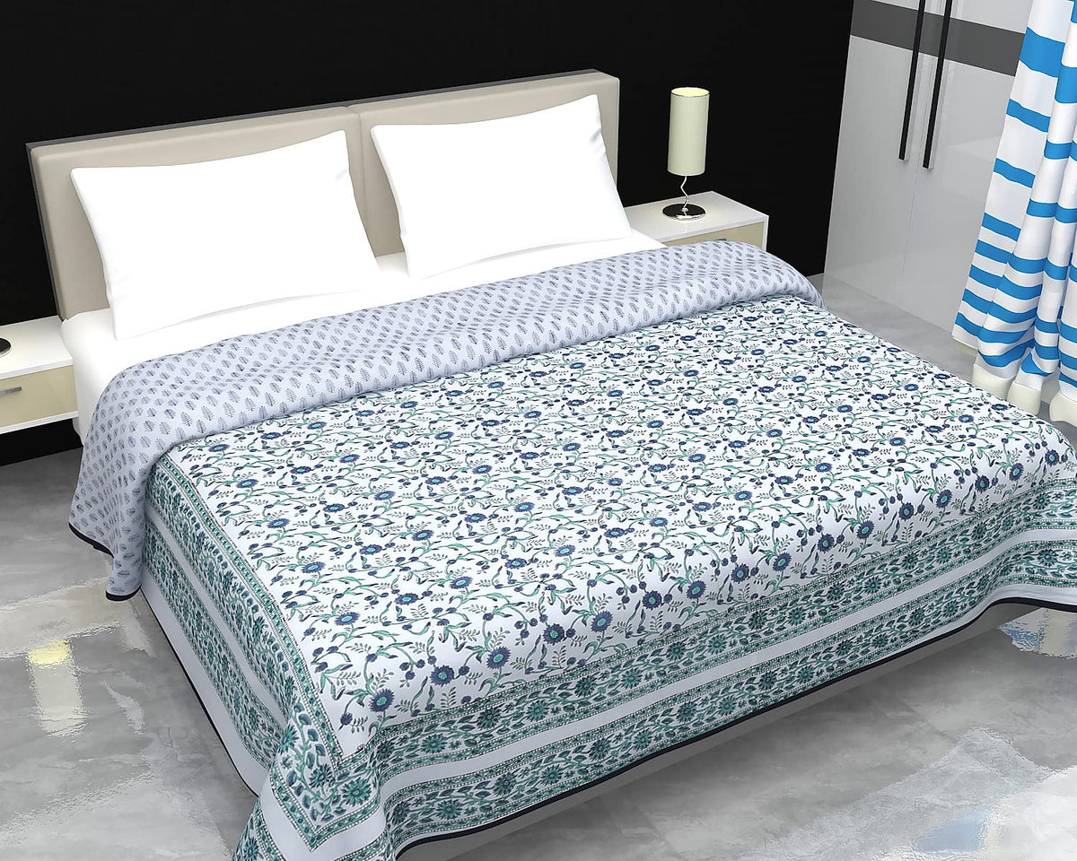 Jaipur Dohar Pure Cotton Dohar (AC Blanket), Hand Block Double Bed Blanket (All Season) Cotton Rajasthani Blanket  90 x 108