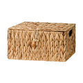 StorageWorks Water Hyacinth Wicker Baskets for Organizing, Medium Wicker Basket with Lid, Decorative Basket with Built-in Handle