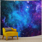 Apdidl Extra Large Galaxy Space Tapestry for Bedroom Aesthetic 118'' X 98'' Blue Starry Sky Stars Universe Tapestry Mysterious N