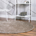 Rugs.com Soft Solid Shag Collection Round Rug - 3 Ft Round Khaki Shag Rug Perfect for Kitchens, Dining Rooms