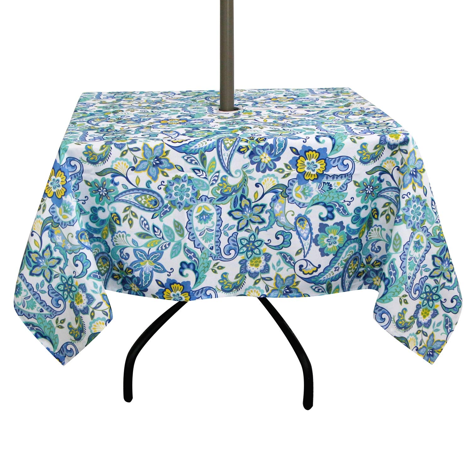 Ehousehome Outdoor Indoor 60Inch Squaretablecloth With Umbrella Hole And Zipper, Waterproof Zippered Patio Table Cloths, Spring/