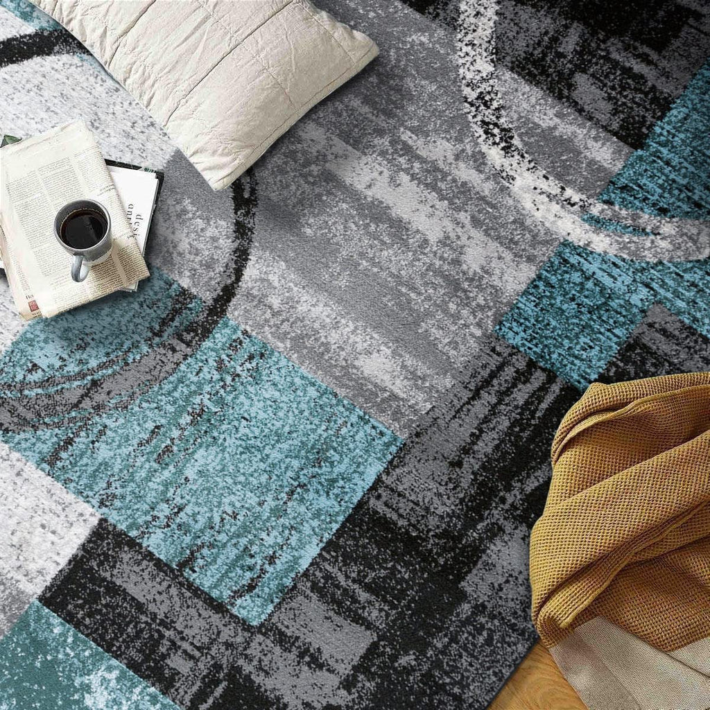Rugshop Contemporary Abstract Circle Design Soft Round Rug 6' 6'' (6' 6'' Diameter) Gray