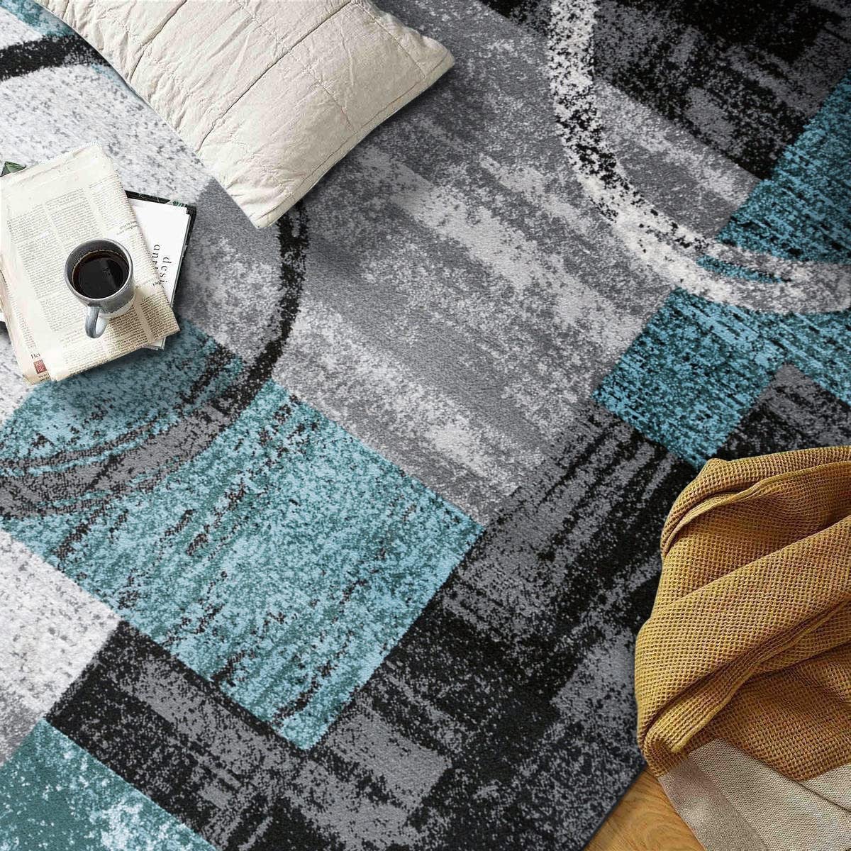 Rugshop Contemporary Abstract Circle Design Soft Round Rug 6' 6'' (6' 6'' Diameter) Gray