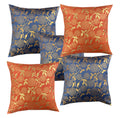 Pink Parrot Art Silk Jacquard/Dopian Silk Multi Colour Cushion Cover 16X16 Inch 5 PcsCode12W3