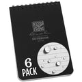 Rite In The Rain Weatherproof Top Spiral Notebook, 4' X 6', Black Cover, Universal Pattern, 6 Pack (No. 746L6)