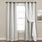 Lush Decor Sheer Grommet Curtains With Insulated Blackout Lining, Window Curtain Panels, Pair, 38''W x 84''L, Light Gray - Curta