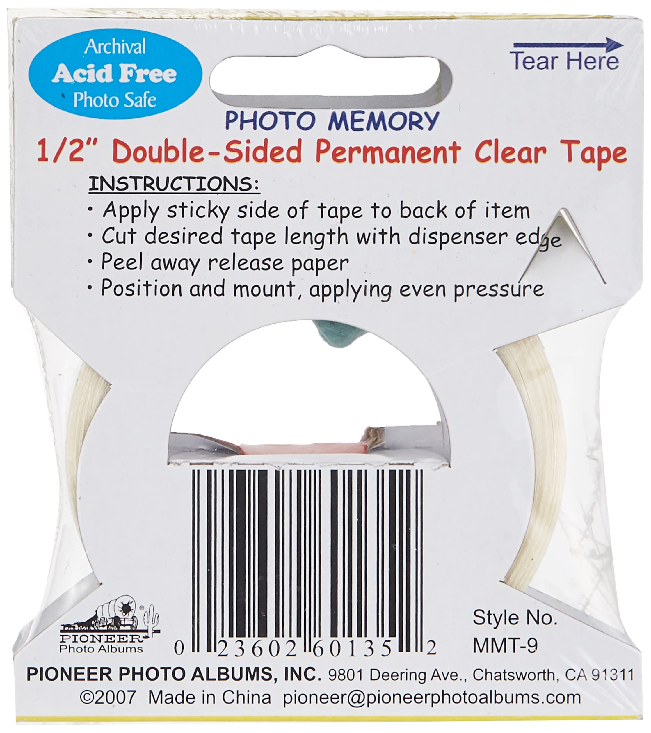 Pioneer Photo Mmt-9 Mounting Tape .5X30Ft, Multicolor
