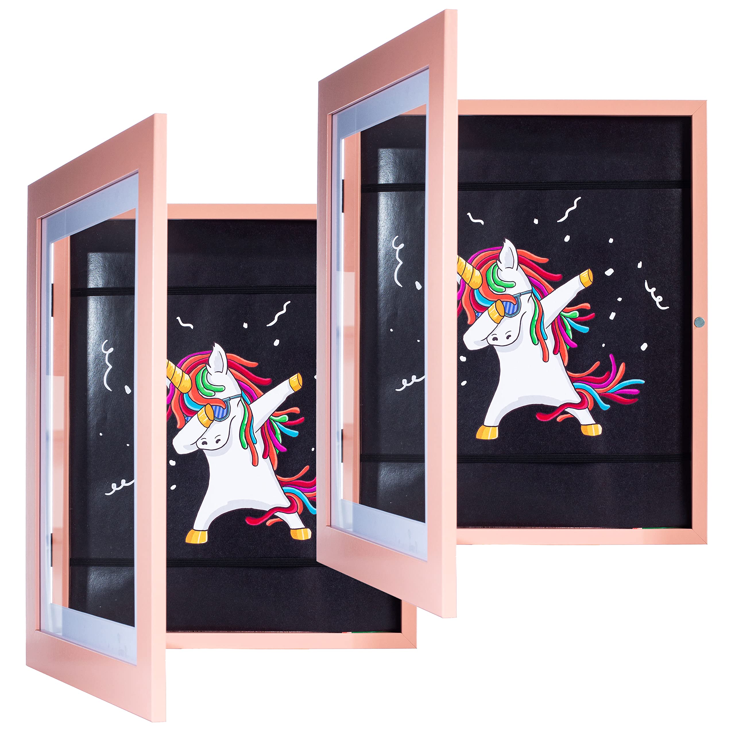 FrameWorks 2-Pack, 10    x 12.5    Pink Wooden Kids Art Frame - Frames for Kids Artwork with Gallery Style Edges, Tempered Glass